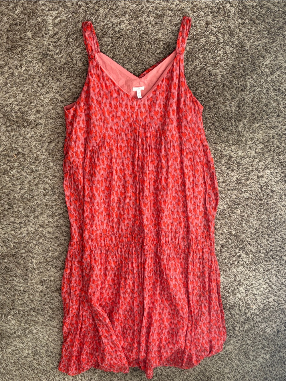 Joie Lightweight Red and Pink Printed V-Neck Maxi Dress Size Large